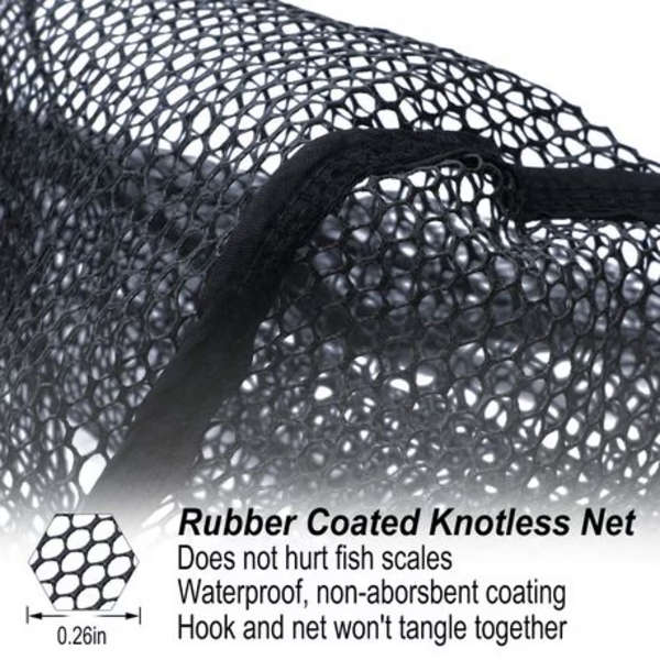 Telescopic Rubber Coated Landing Net (Foldable) - Black
