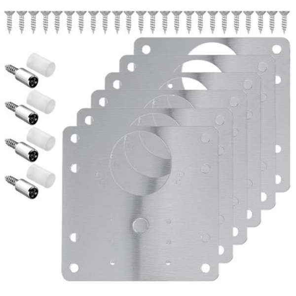 6 Piece Cupboard Hinge Repair Plates with 4 Piece Shelf Support Screws