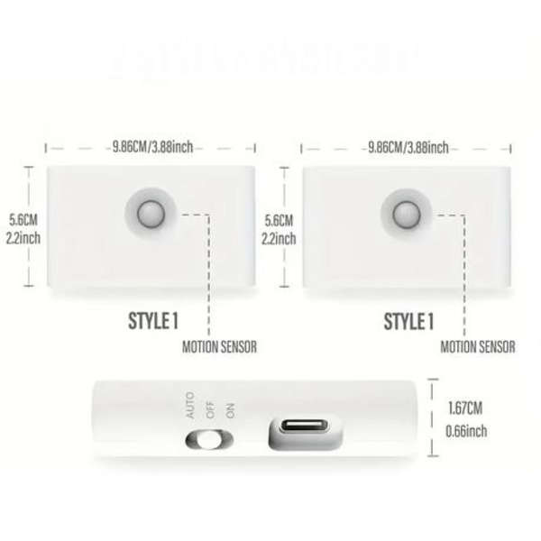 Rechargeable Motion Sensor Night Light - Warm White, USB-C, Magnetic Mount