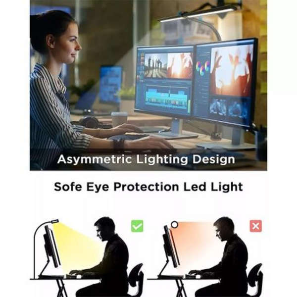 Flexible Double Head USB Desk Clamp LED Lamp - 3 Colour Modes, Dimmable