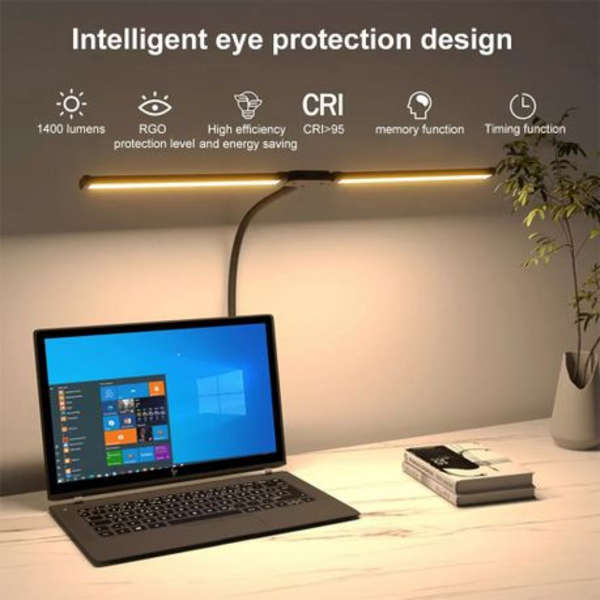 Flexible Double Head USB Desk Clamp LED Lamp - 3 Colour Modes, Dimmable