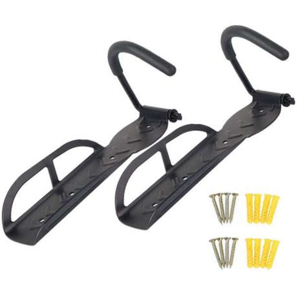 Wall-Mounted Bike Hook Rack - Set of 2 with Screws &amp; Wall Plugs