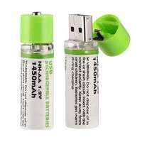 2-Pack USB Rechargeable AA Batteries (1.2V 1450mAh)