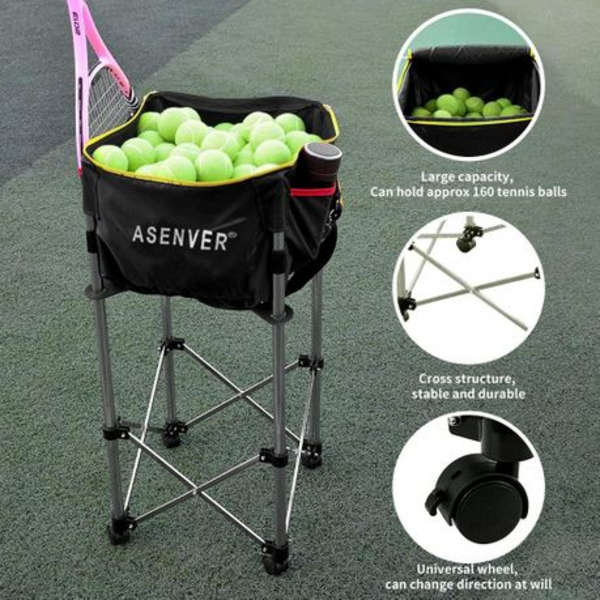 ASENVER Tennis Ball Hopper Cart