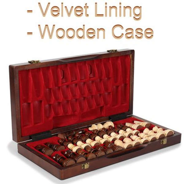 Wooden Magnetic Chess Set with - 4 Queens - Foldable - 380 mm x 380 mm