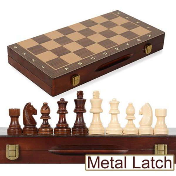 Wooden Magnetic Chess Set with - 4 Queens - Foldable - 380 mm x 380 mm