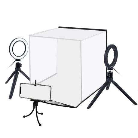 PULUZ 30cm Foldable Photo Box Kit with 2 Ring LED Lights.