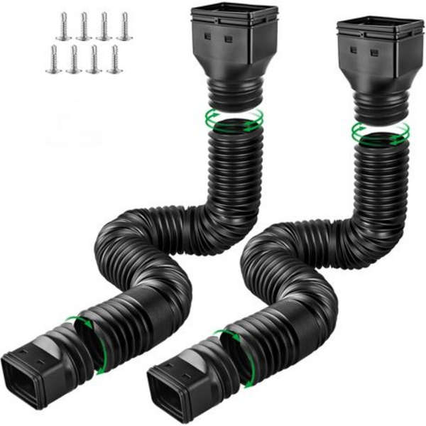 2 Pack Gutter Downspout Extensions (Black) with Screws