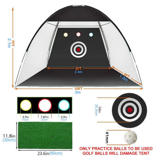 3m x 2.1m Golf Practice Tent/Net Combo with Practice Balls