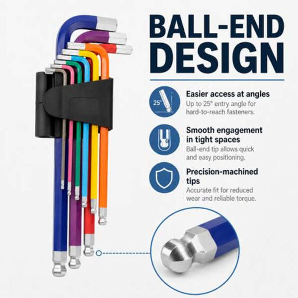 9-piece Metric Ball-End Allen Key Set With Storage Holder