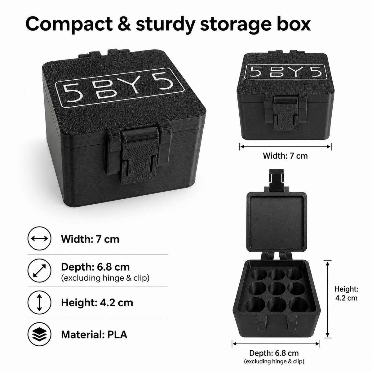 5BY5 Peptide Travel Container Compatible With Standard 3ml Vials - 9 Slot