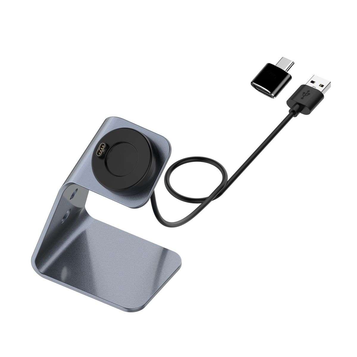 Aluminium Charging Dock Compatible With Garmin Watches-USB + USB-C Adapter
