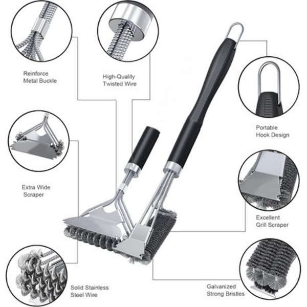 2 Piece Grill Brush and Scraper Set