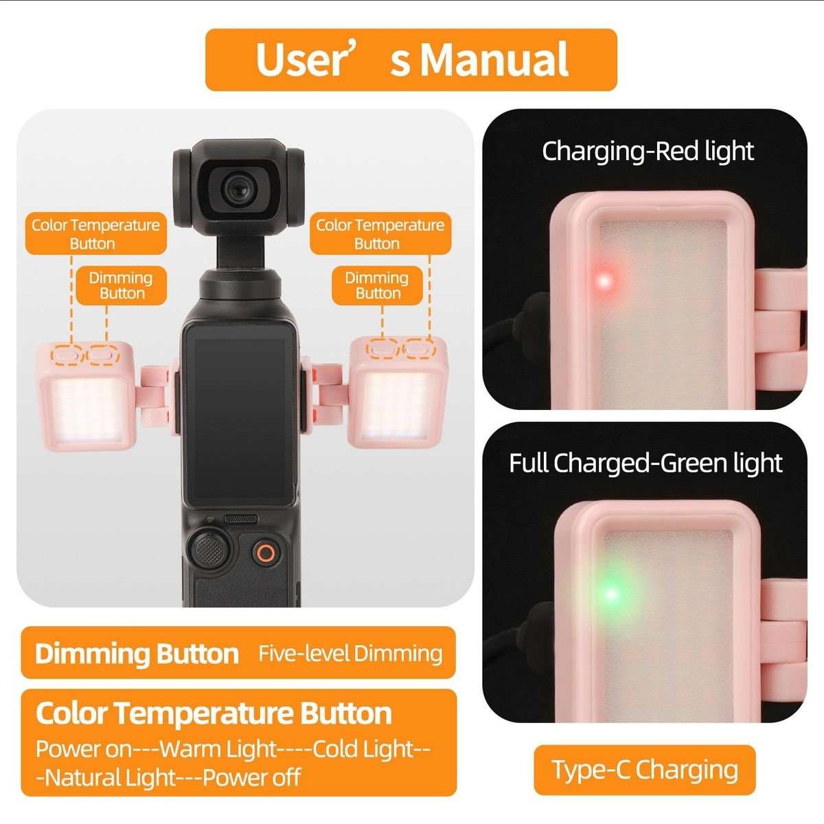 Sunnylife Adjustable Dual Fill Light for DJI Osmo Pocket 3 (Black)