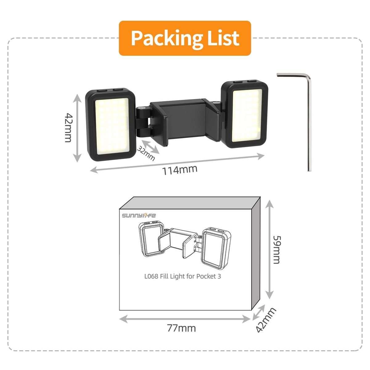 Sunnylife Adjustable Dual Fill Light for DJI Osmo Pocket 3 (Black)