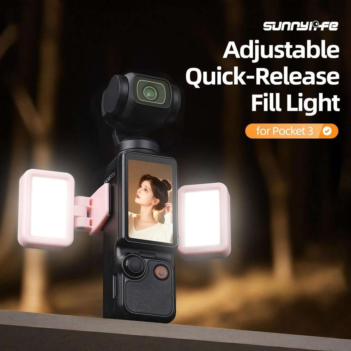 Sunnylife Adjustable Dual Fill Light for DJI Osmo Pocket 3 (Black)