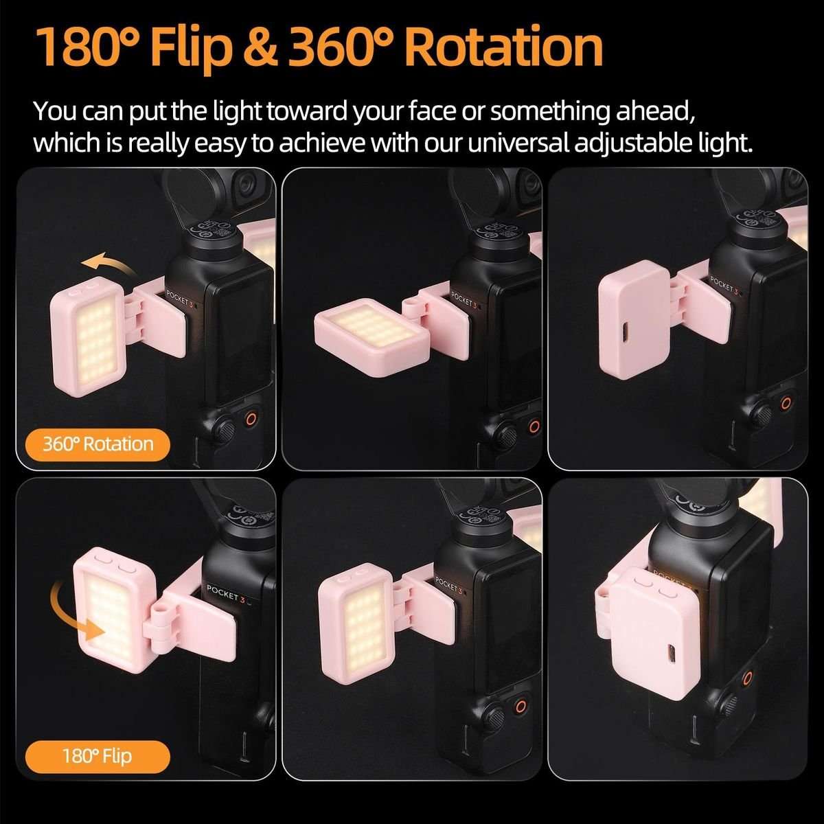 Sunnylife Adjustable Dual Fill Light for DJI Osmo Pocket 3 (Black)