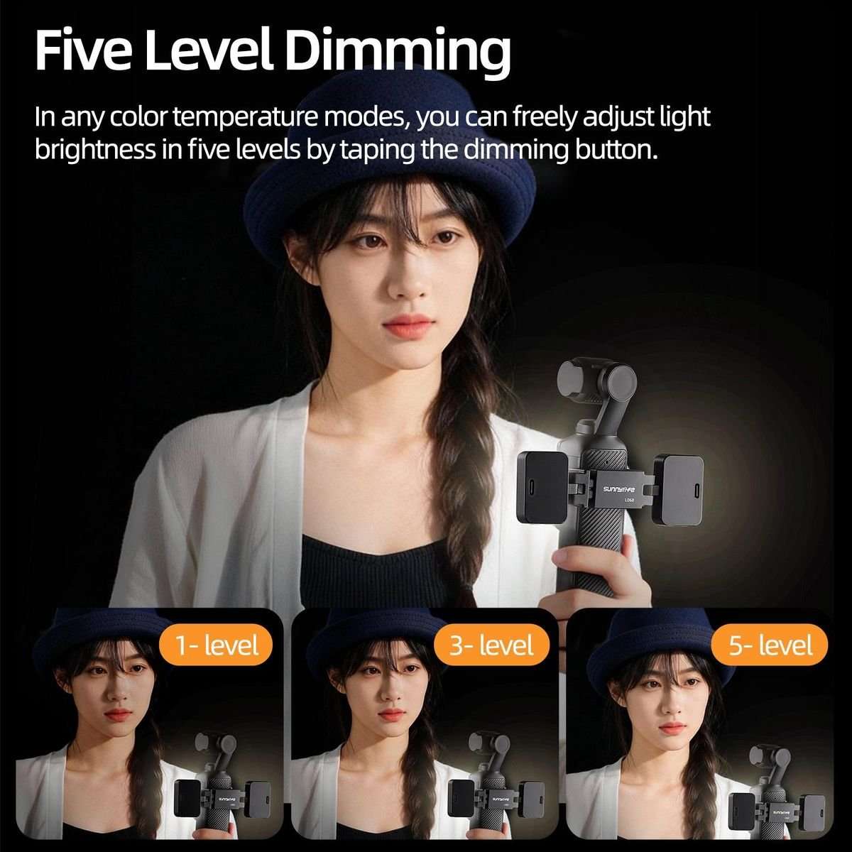 Sunnylife Adjustable Dual Fill Light for DJI Osmo Pocket 3 (Black)