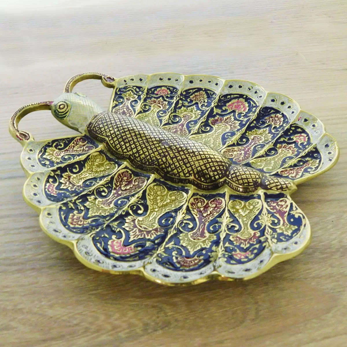 Solid Brass Butterfly Plate with Enamel Artwork