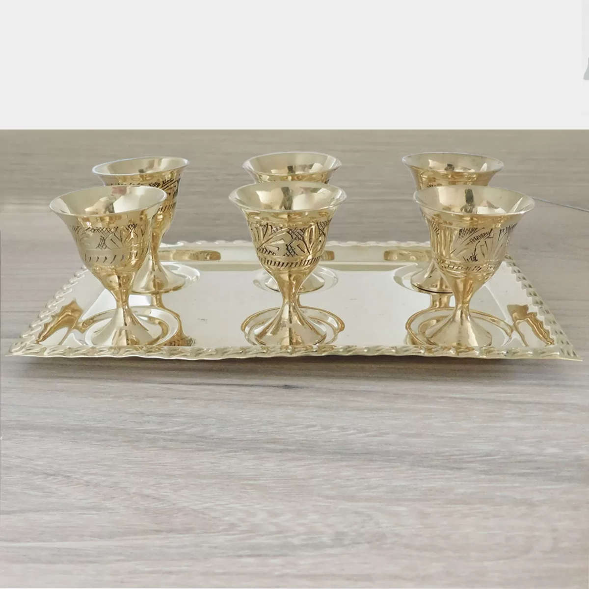 Brass Egg Cup Holder 7 Piece Set