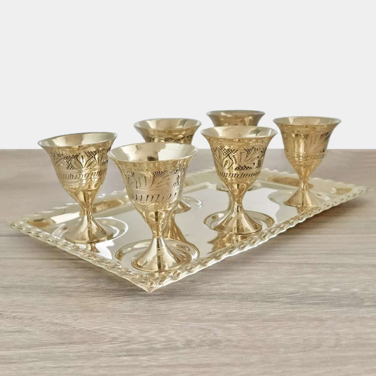Brass Egg Cup Holder 7 Piece Set