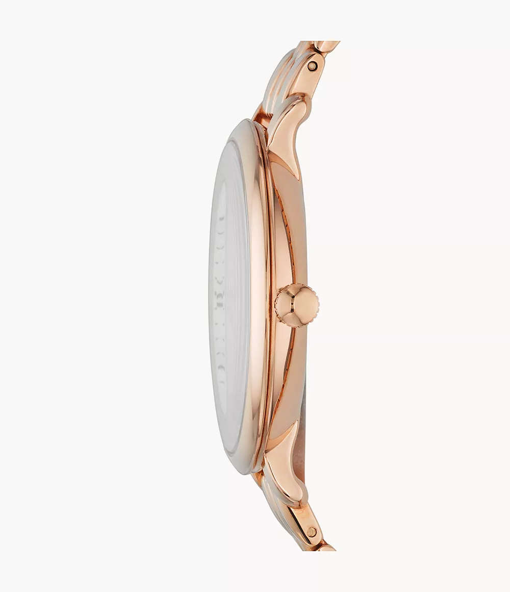 Fossil Jacqueline Three-Hand Date Rose Gold-Tone Stainless Steel Watch and Jewellery Set (ES5252SET)