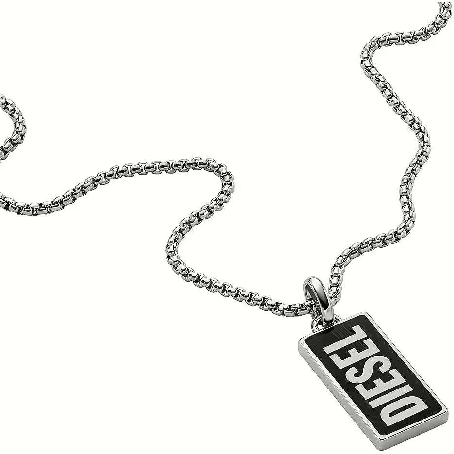 Diesel Jewels Men's Black Agate Pendant Necklace - DogTag (DX1515040)