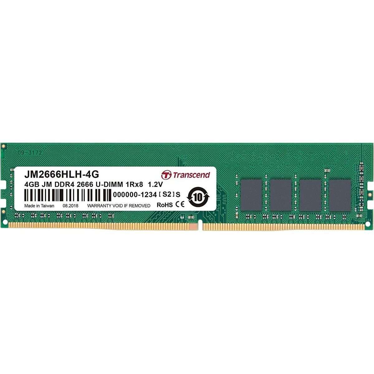 TRANSCEND 4GB DDR4 2666Mhz DESKTOP U-DIMM 1RX8 1GX8 CL19 1.2V