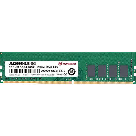 TRANSCEND 8GB DDR4 2666MHS DESKTOP U-DIMM 1Rx8 1Gx8 CL19 1.2V