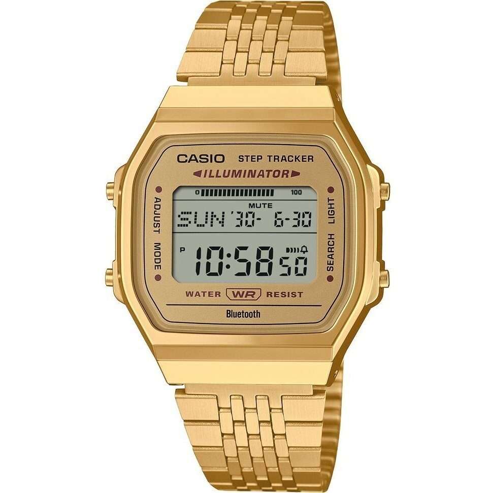 Casio Vintage bluetoothâ®  smartphone link - gold - built-in accelerometer senses body movement...