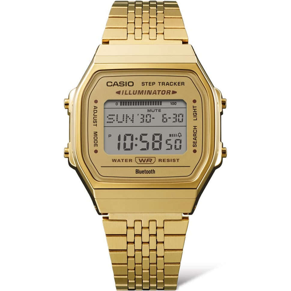 Casio Vintage bluetoothâ®  smartphone link - gold - built-in accelerometer senses body movement...