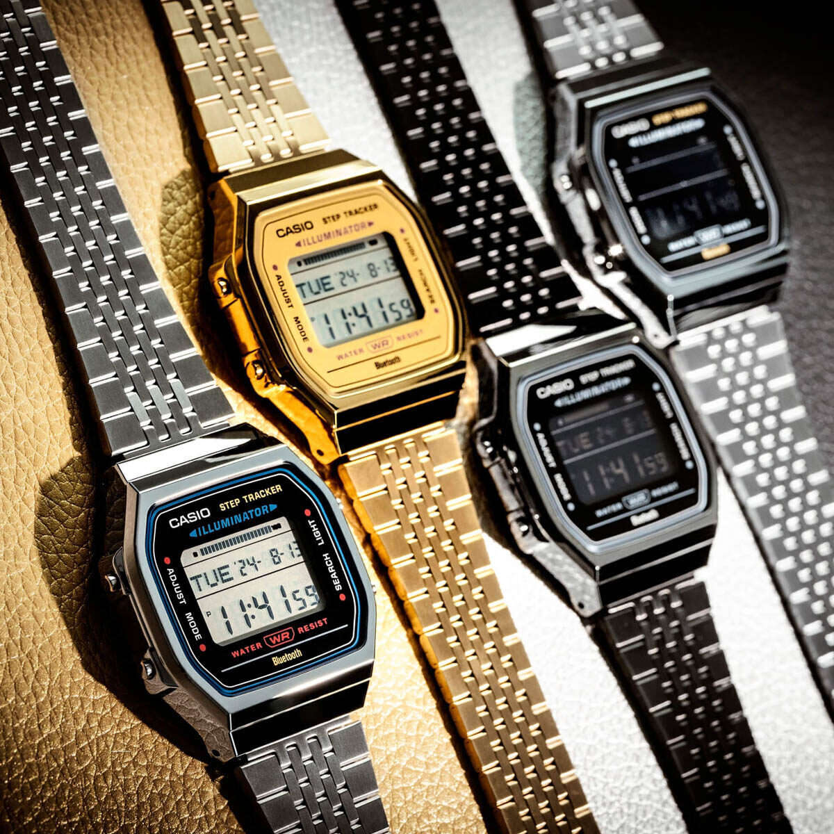 Casio Vintage bluetoothâ®  smartphone link - gold - built-in accelerometer senses body movement...
