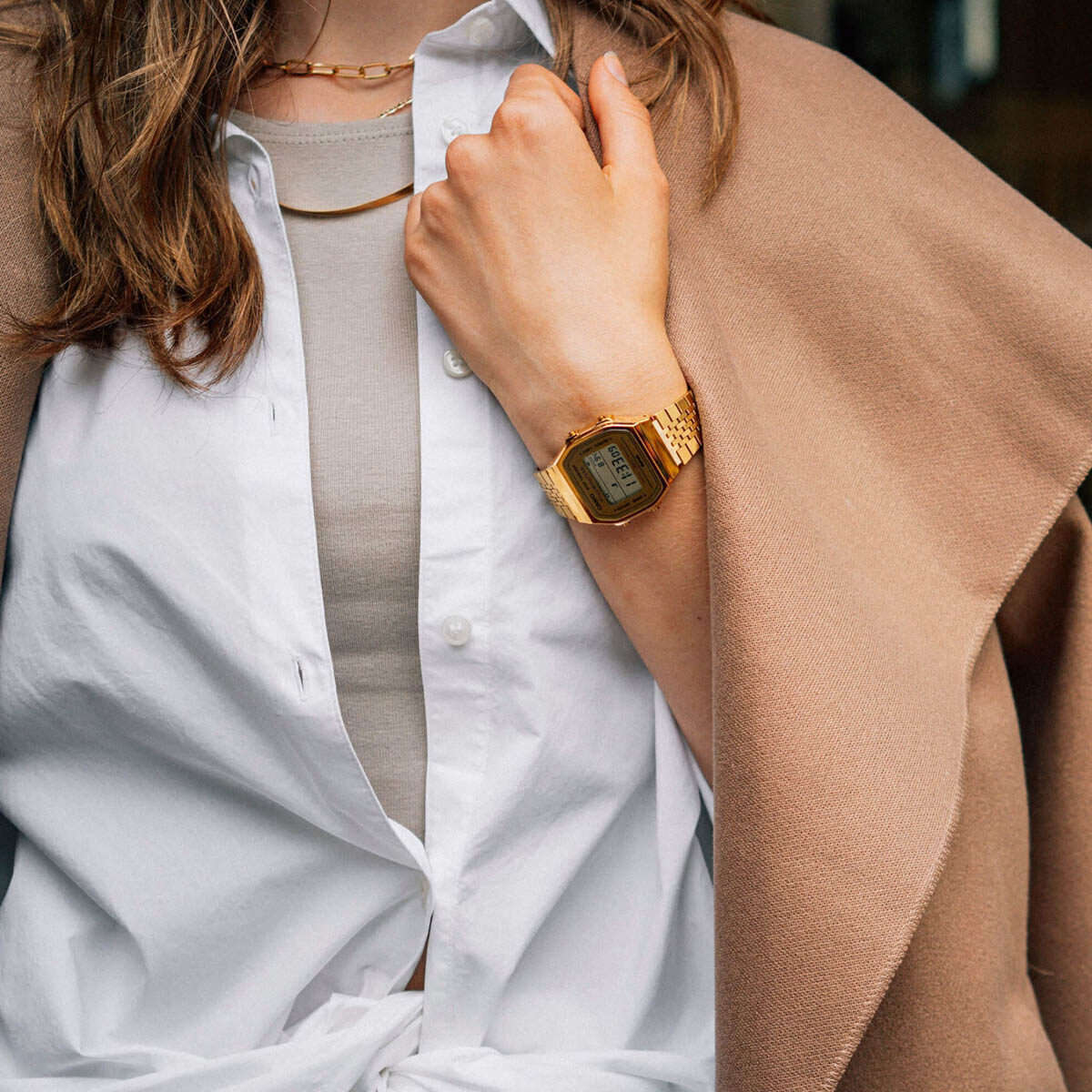 Casio Vintage bluetoothâ®  smartphone link - gold - built-in accelerometer senses body movement...