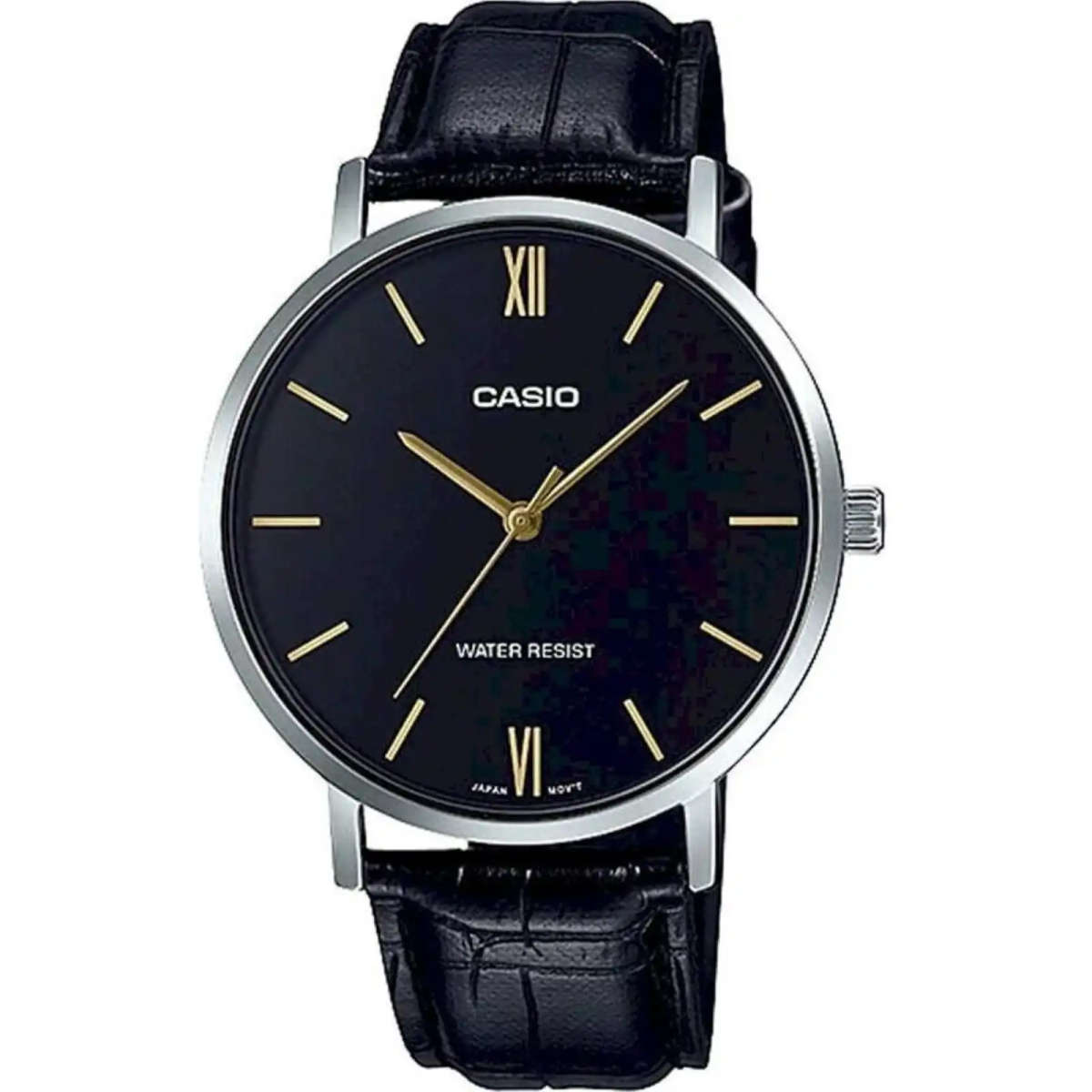 Casio Collection minimal, leather - black (mtp-vt01l-1budf) Men's Watch