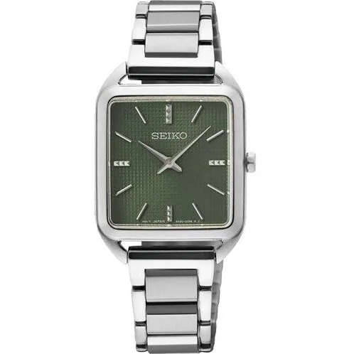 Seiko Essentials Stainless Steel Green Dial Quartz SWR075P1 Women's Watch