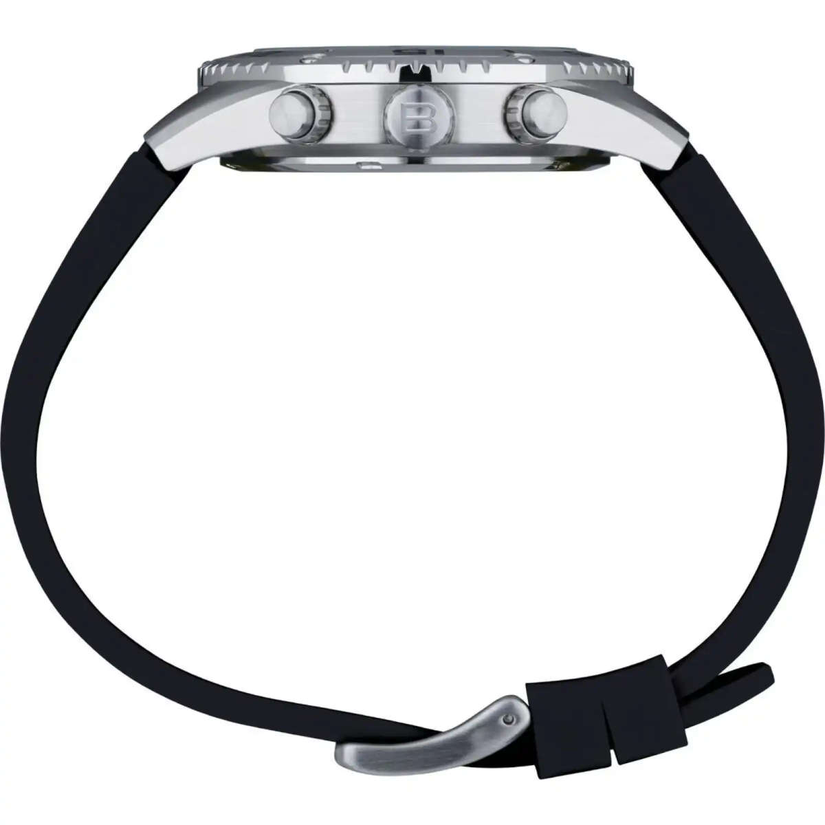 Breil Sprinter 43mm Mens Chronograph  Black Dial, Silver Steel Case & Black Silicone Strap ...