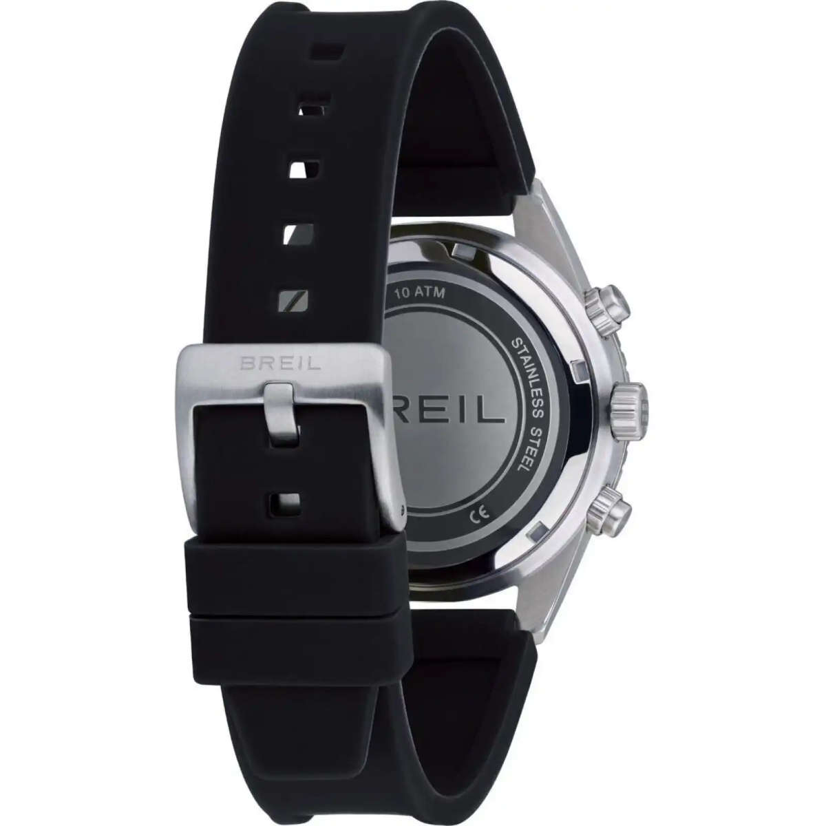 Breil Sprinter 43mm Mens Chronograph  Black Dial, Silver Steel Case & Black Silicone Strap ...