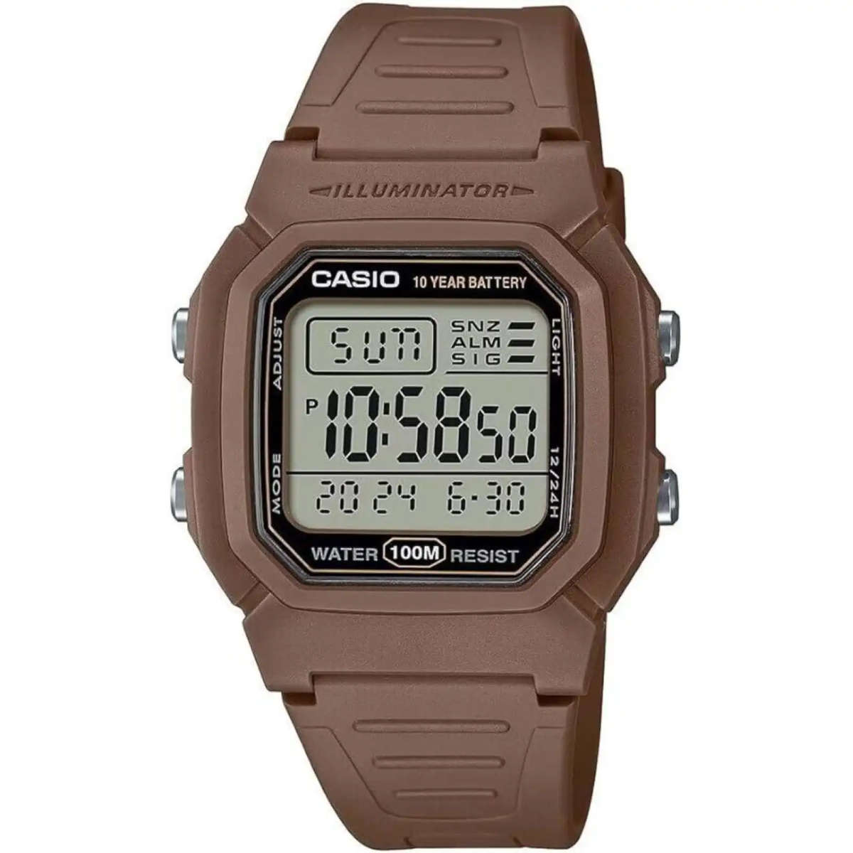 Casio Timeless Collection diver - double time, alarm, chronograph - 10 year battery - brown (w-80...