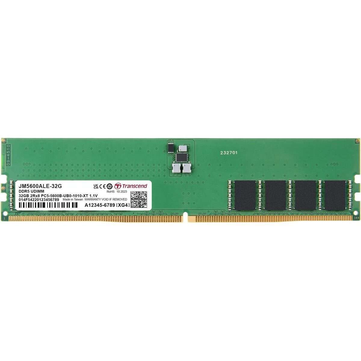 TRANSCEND JET MEMORY 32GB DDR5-5600 Unbuffered DESKTOP Long-DIMM 2RX8 CL46  (2Gx8)x16