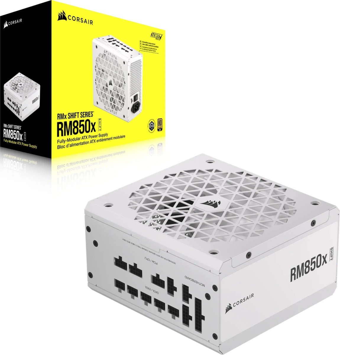 Corsair RM850x Shift White  850 Watt 80 PLUS Gold;10yr Warranty. ATX (1); EPS (2); PCI-E (4);1...