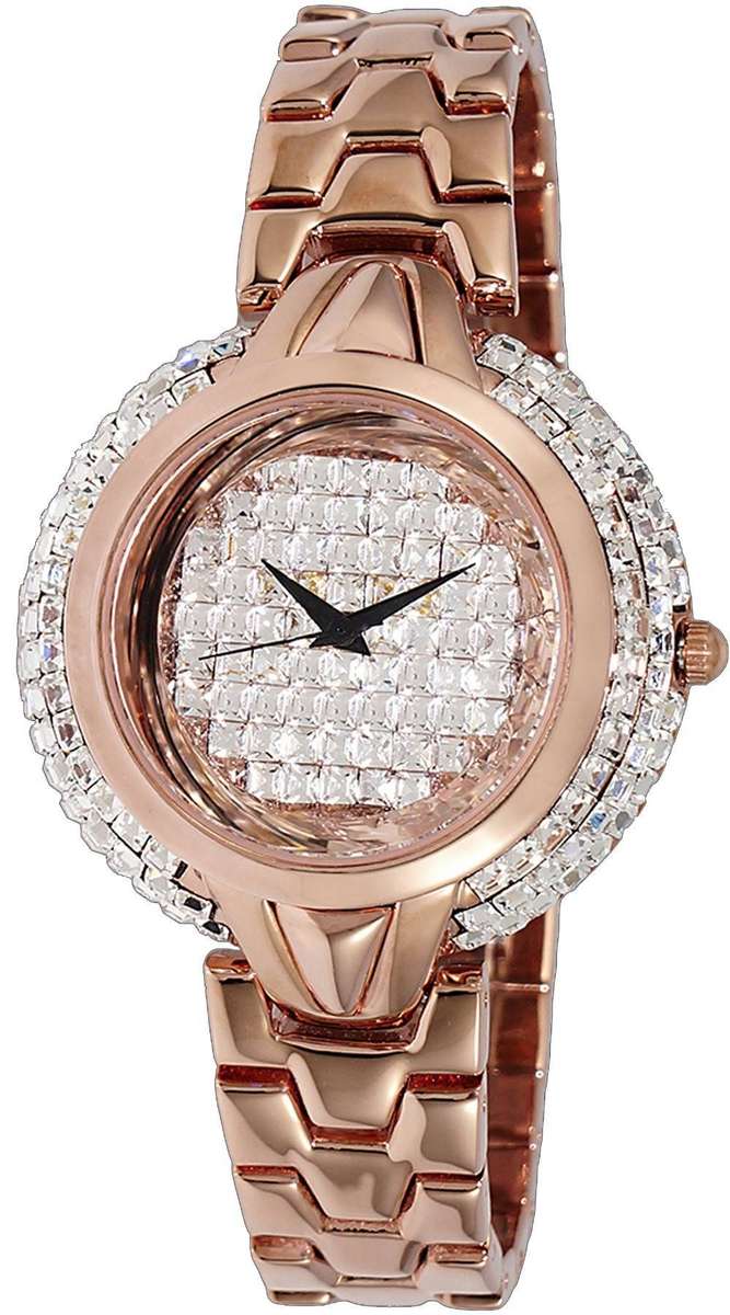 Adee Kaye Starry Collection Crystal Accents Rose Gold Brass Rhodium Plated Dial Quartz AK2004-LRG...