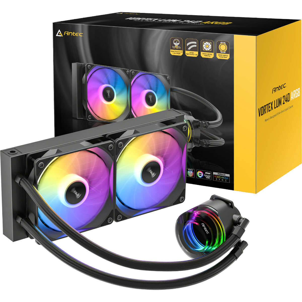 Antec VORTEX LUM 240 ARGB AIO CPU Liquid Cooler  Black