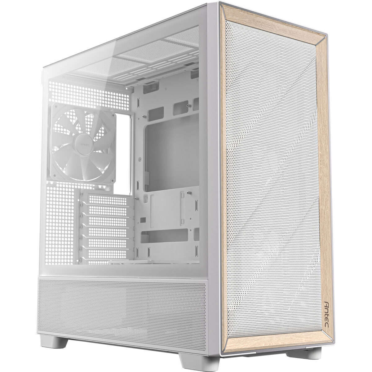 Antec FLUX Mid-Tower E-ATX Gaming Chassis Wood Front Panel - White