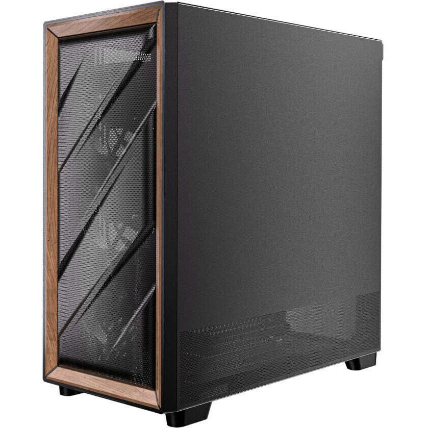 Antec FLUX ATX WOOD Mid Tower Gaming Chassis  Black