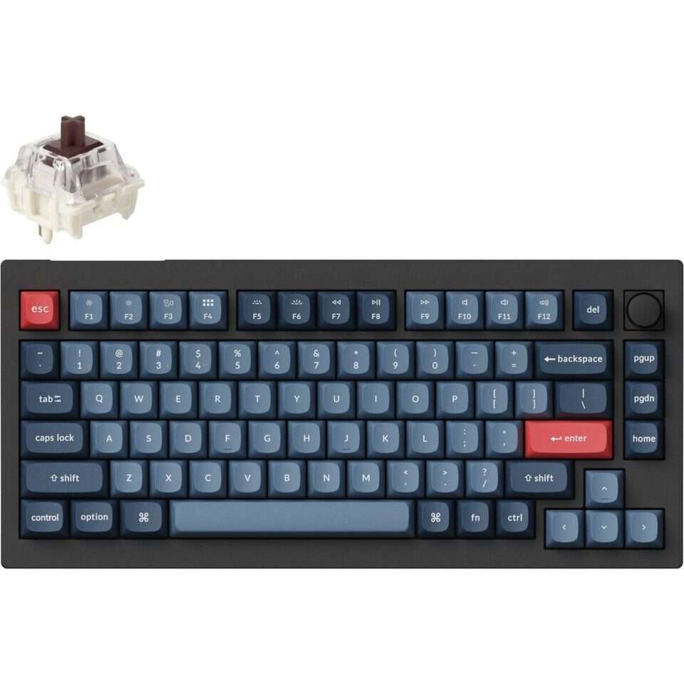 Keychron V1 Max QMK/VIA Wireless Custom Mechanical Keyboard | BROWN Switches  Black