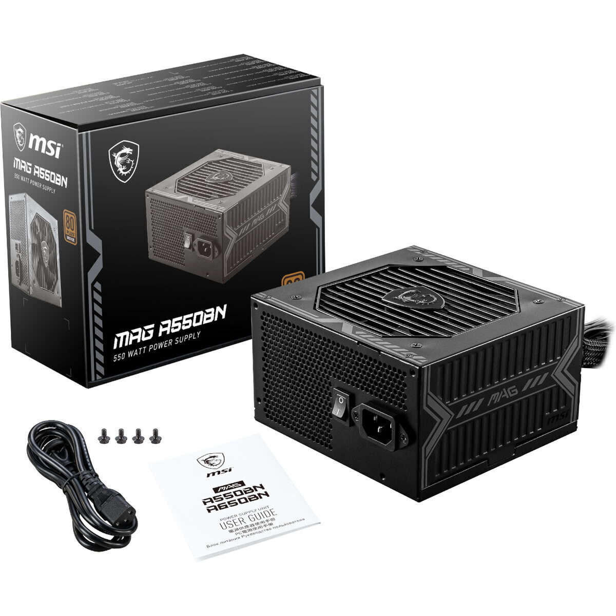 MSI MAG A550BN 550W 80 PLUS Bronze Non-modular ATX Power Supply
