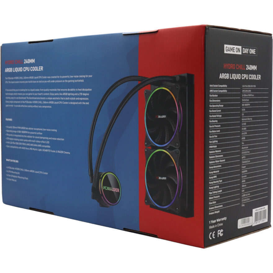 PCBuilder Hydro Chill 240MM AIO Liquid CPU Cooler ARGB