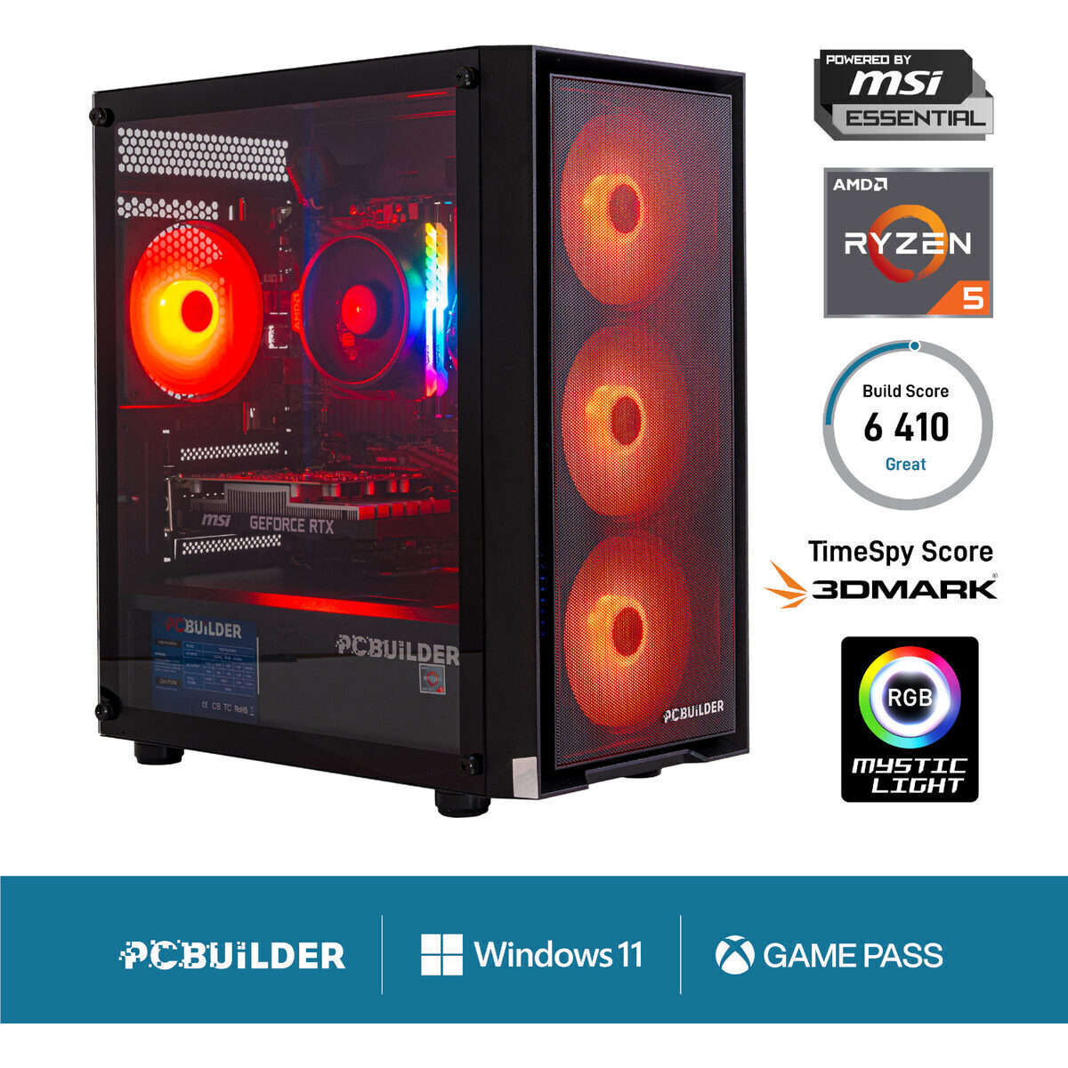PCBuilder Ryzen 5 5500 SCOUT Windows 11 Gaming PC