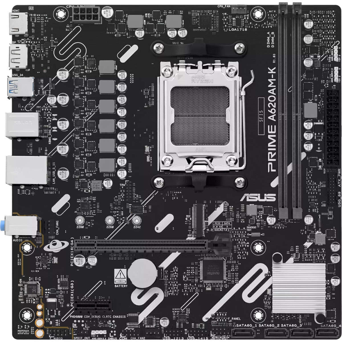 Asus PRIME A620AM-K AM5 M-ATX Motherboard (PRIME-A620AM-K)
