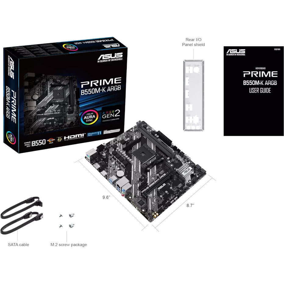 Asus PRIME B550M-K ARGB AM4 M-ATX Motherboard